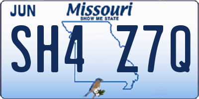 MO license plate SH4Z7Q