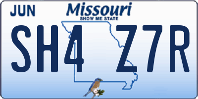 MO license plate SH4Z7R