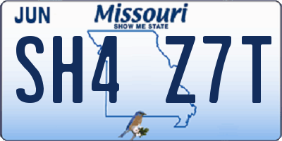MO license plate SH4Z7T