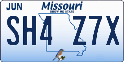 MO license plate SH4Z7X