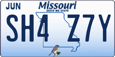 MO license plate SH4Z7Y