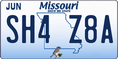 MO license plate SH4Z8A