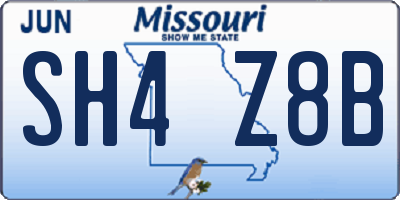 MO license plate SH4Z8B