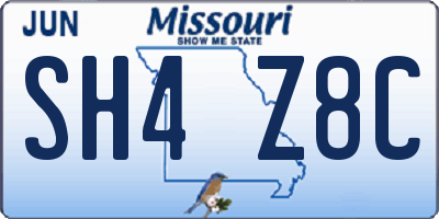 MO license plate SH4Z8C