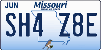 MO license plate SH4Z8E