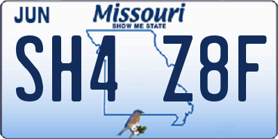 MO license plate SH4Z8F