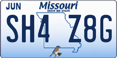 MO license plate SH4Z8G