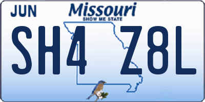 MO license plate SH4Z8L
