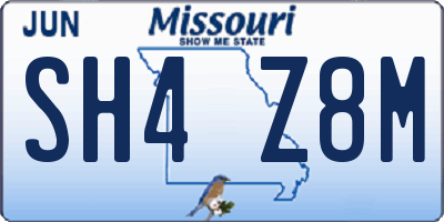 MO license plate SH4Z8M