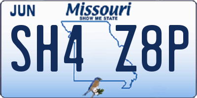 MO license plate SH4Z8P