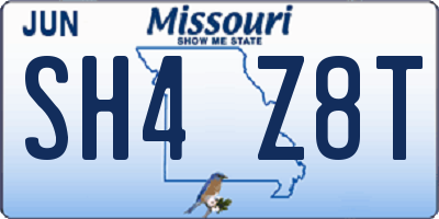MO license plate SH4Z8T