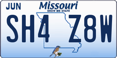 MO license plate SH4Z8W