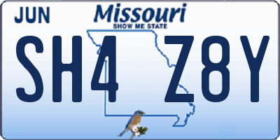 MO license plate SH4Z8Y