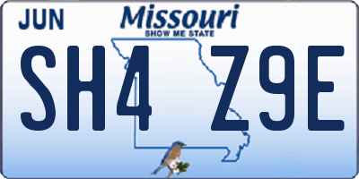 MO license plate SH4Z9E