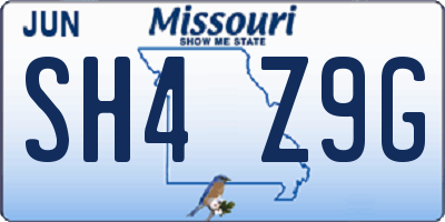 MO license plate SH4Z9G