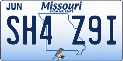 MO license plate SH4Z9I