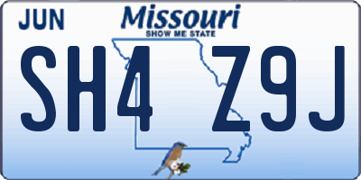 MO license plate SH4Z9J