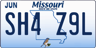 MO license plate SH4Z9L