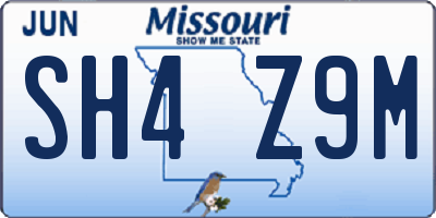 MO license plate SH4Z9M