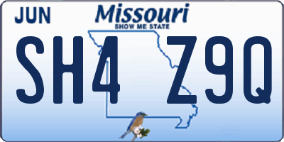MO license plate SH4Z9Q