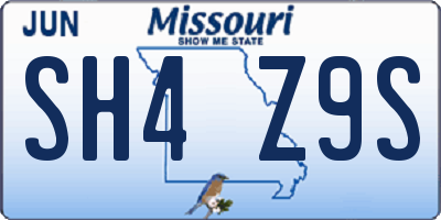 MO license plate SH4Z9S