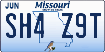 MO license plate SH4Z9T