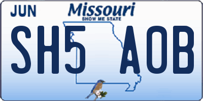 MO license plate SH5A0B