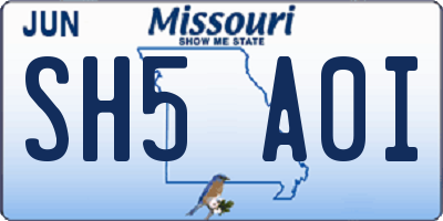 MO license plate SH5A0I