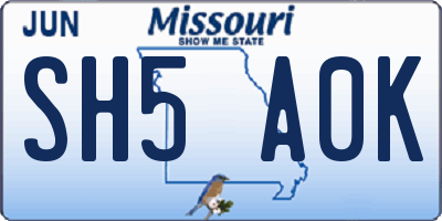 MO license plate SH5A0K