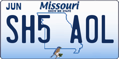 MO license plate SH5A0L