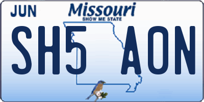 MO license plate SH5A0N