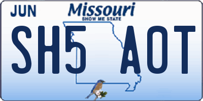 MO license plate SH5A0T
