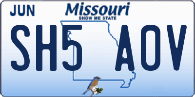 MO license plate SH5A0V