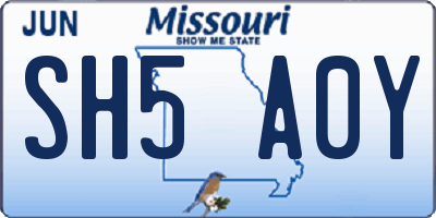 MO license plate SH5A0Y