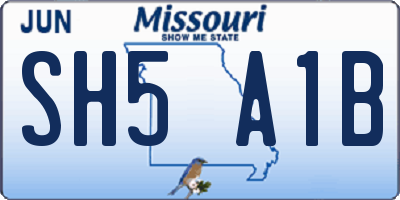 MO license plate SH5A1B