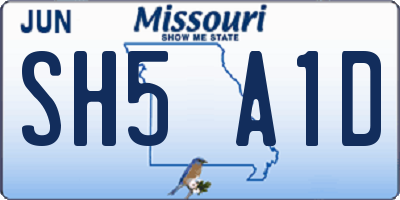 MO license plate SH5A1D