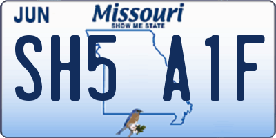 MO license plate SH5A1F