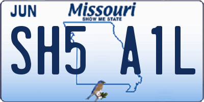 MO license plate SH5A1L