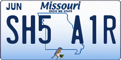 MO license plate SH5A1R