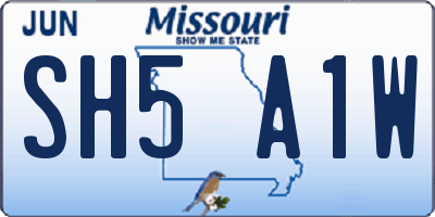 MO license plate SH5A1W