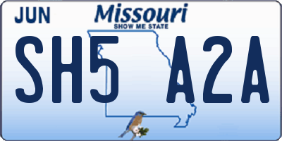 MO license plate SH5A2A