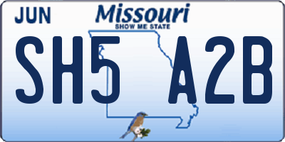 MO license plate SH5A2B