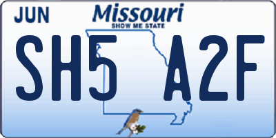 MO license plate SH5A2F
