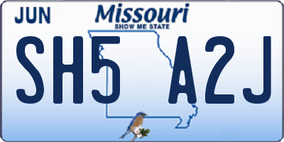 MO license plate SH5A2J