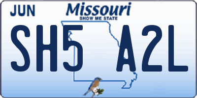 MO license plate SH5A2L