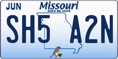 MO license plate SH5A2N