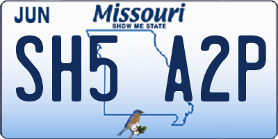 MO license plate SH5A2P
