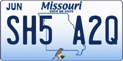 MO license plate SH5A2Q