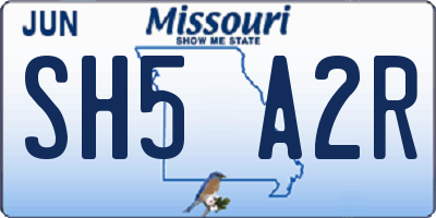 MO license plate SH5A2R