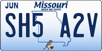MO license plate SH5A2V